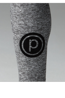 Tavi Pure Barre High Waisted Velvet Logo Tight- Mist