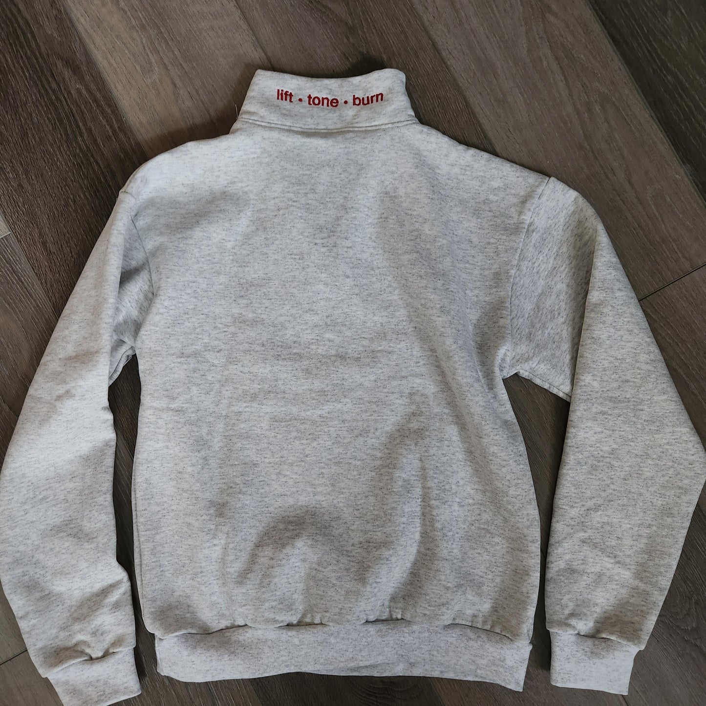 Pure Barre Embroidered Quarter Zip Sweatshirt- Gray