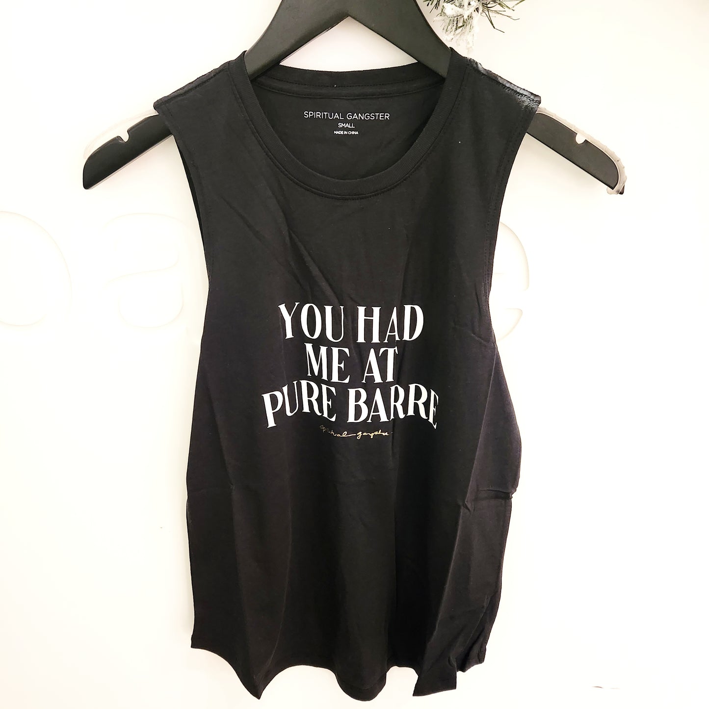 Spiritual Gangster You Had Me At Pure Barre Muscle Tank- Black