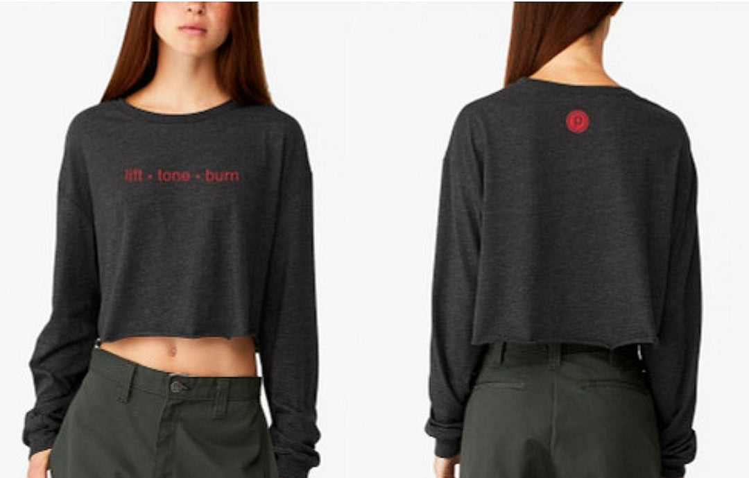 Pure Barre LTB Cropped Long Sleeve Tee- Dark Gray