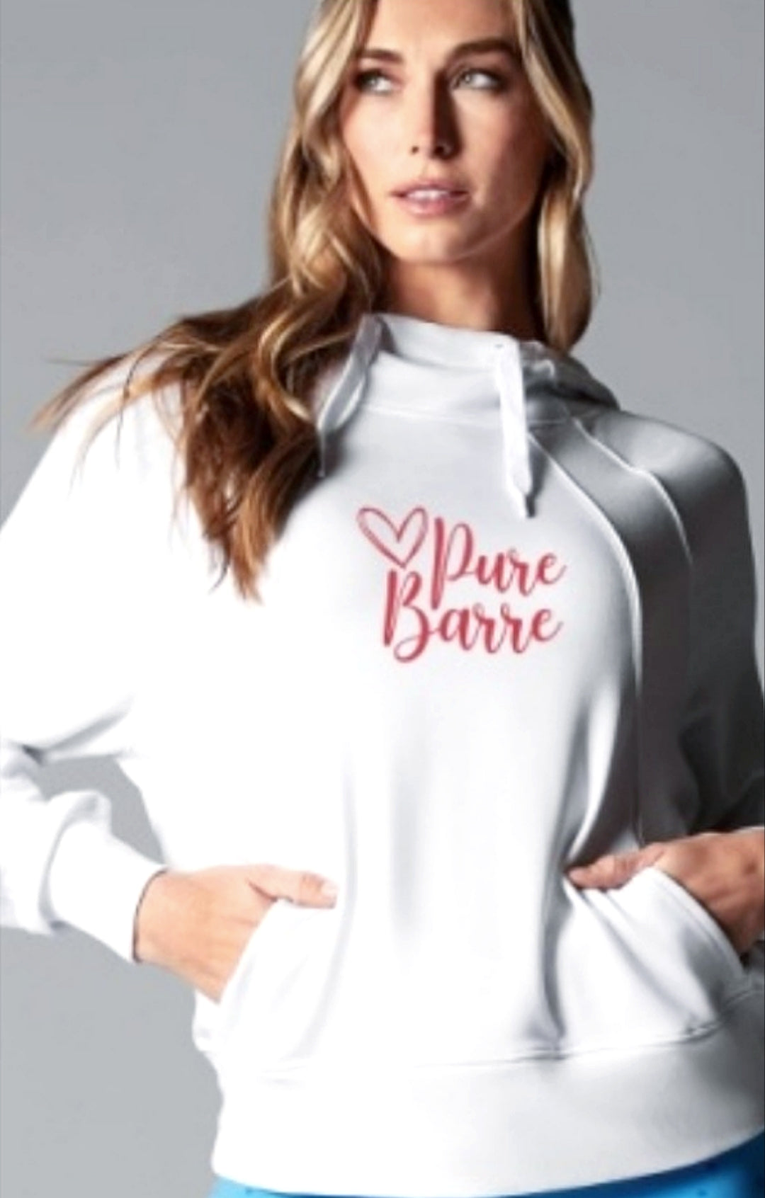 Tavi Pure Barre Heart Paneled Hoodie - White