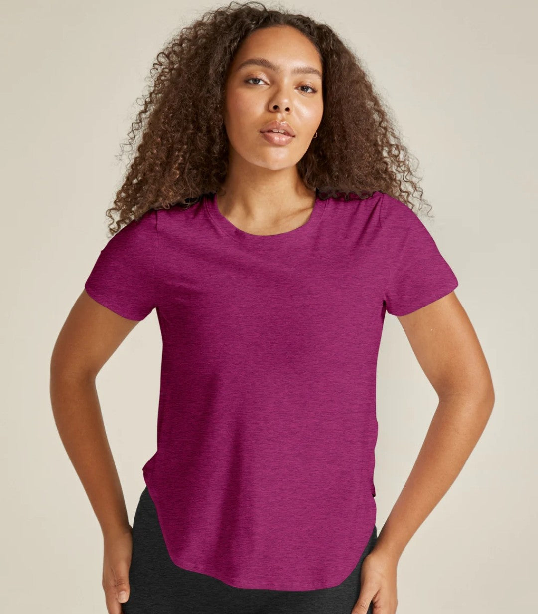 Beyond Yoga Featherweight On the Down Low Tee- Magenta