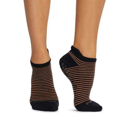 Pure Barre Gold Stripe Sticky Socks