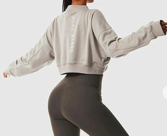 LAST ONE- Pure Barre Spine Cropped Crew Sweatshirt- Gray