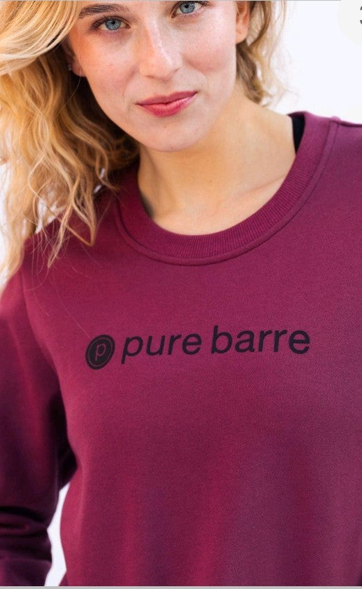 Pure Barre Classic Cropped Crew- Wine