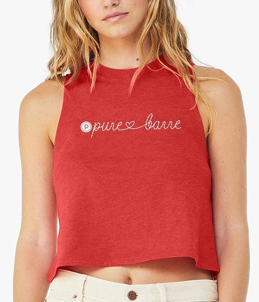 Pure Barre Heart Cropped Tank- Red