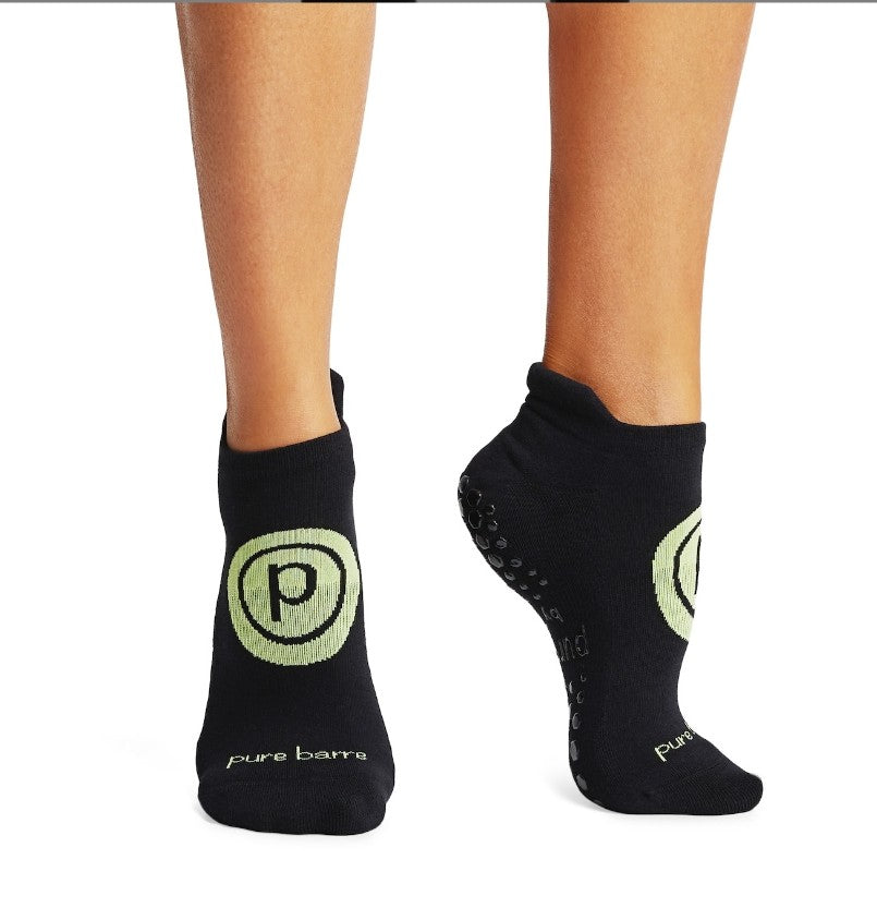 Pure Barre Lime Circle P Sticky Socks