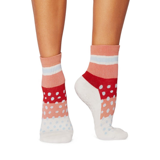 Pure Barre Dotty Stripe Sticky Crew Socks