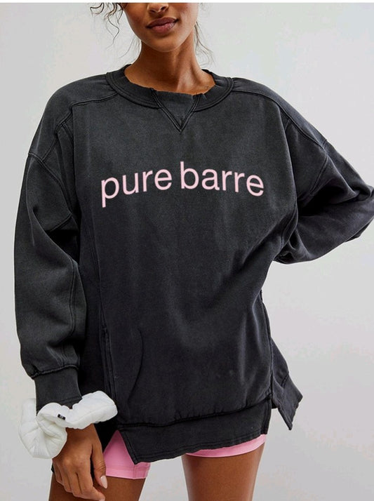 Free People Pure Barre Intercept Pullover- Washed Black