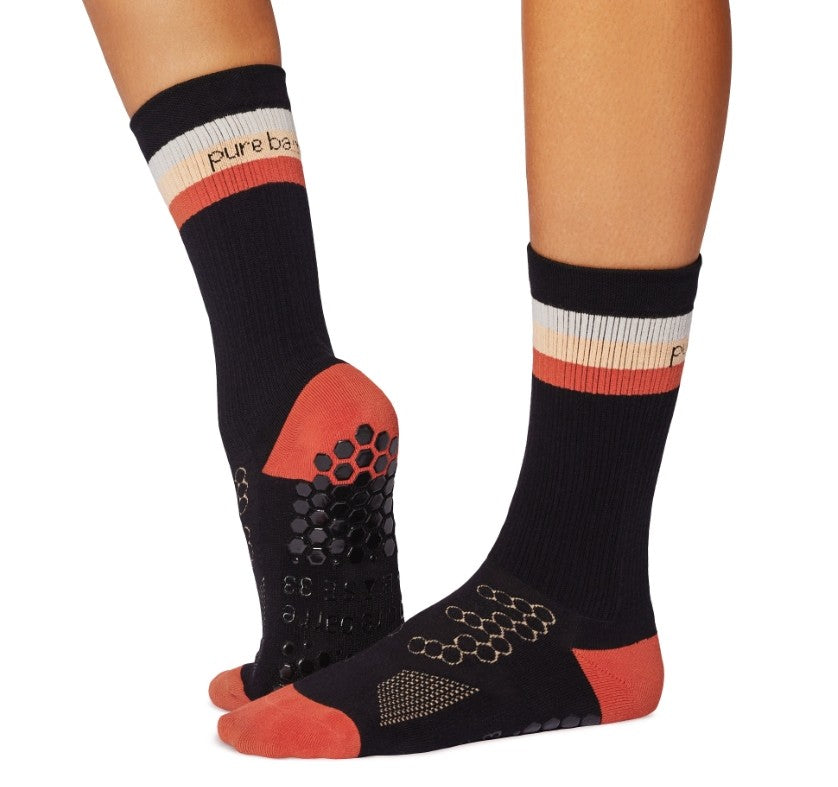 Pure Barre Fall Stripe Crew Sticky Socks