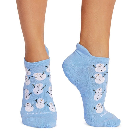 RESTOCKED- Pure Barre Blue Baby Snowmen Winter Sticky Socks
