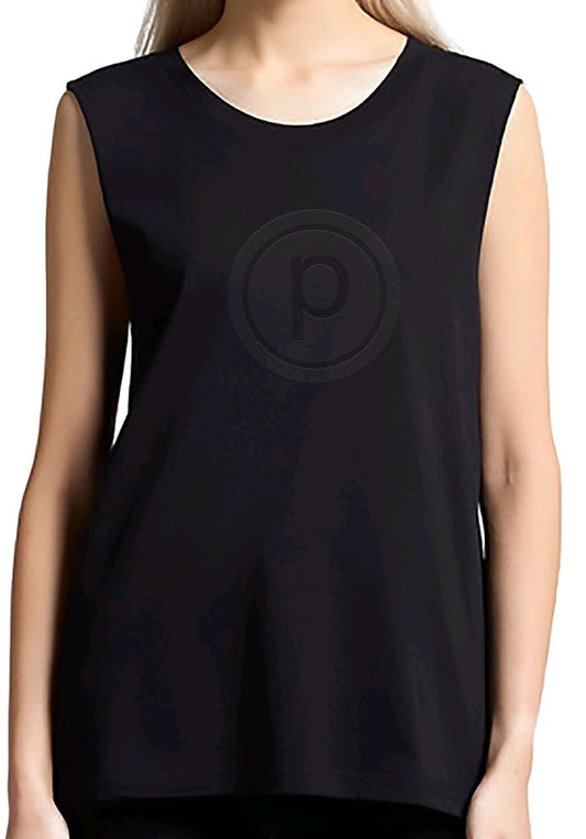Pure Barre Circle P Embossed Muscle Tank- Black