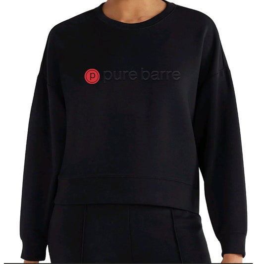 LAST ONE- Pure Barre Embossed Cropped Crew- Black