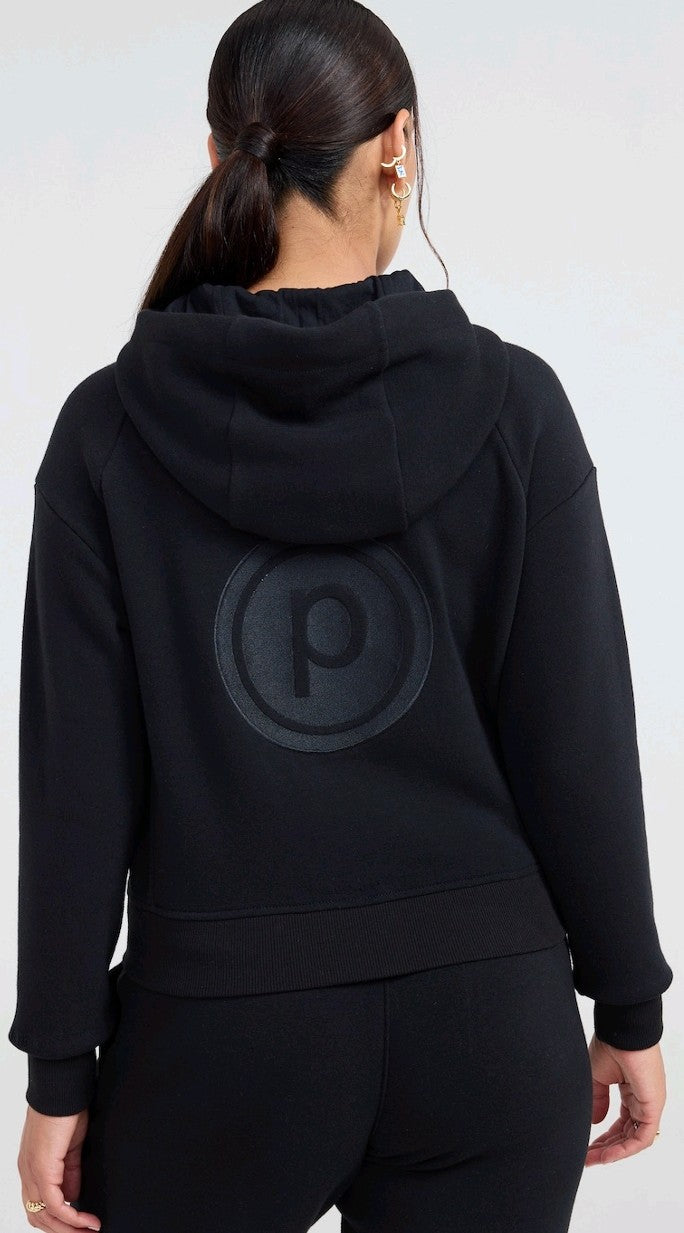 Pure Barre Cozy Zip Front Hoodie- Black