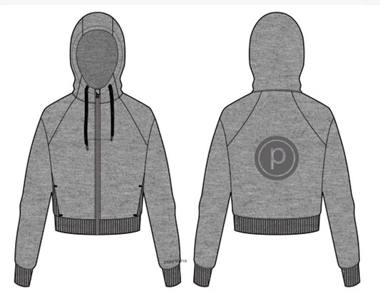 RESTOCKED- Pure Barre Cozy Zip Front Hoodie- Lt. Gray