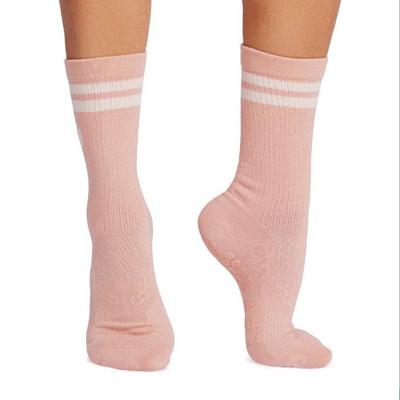 Pure Barre Light Pink Circle P Crew Sticky Socks