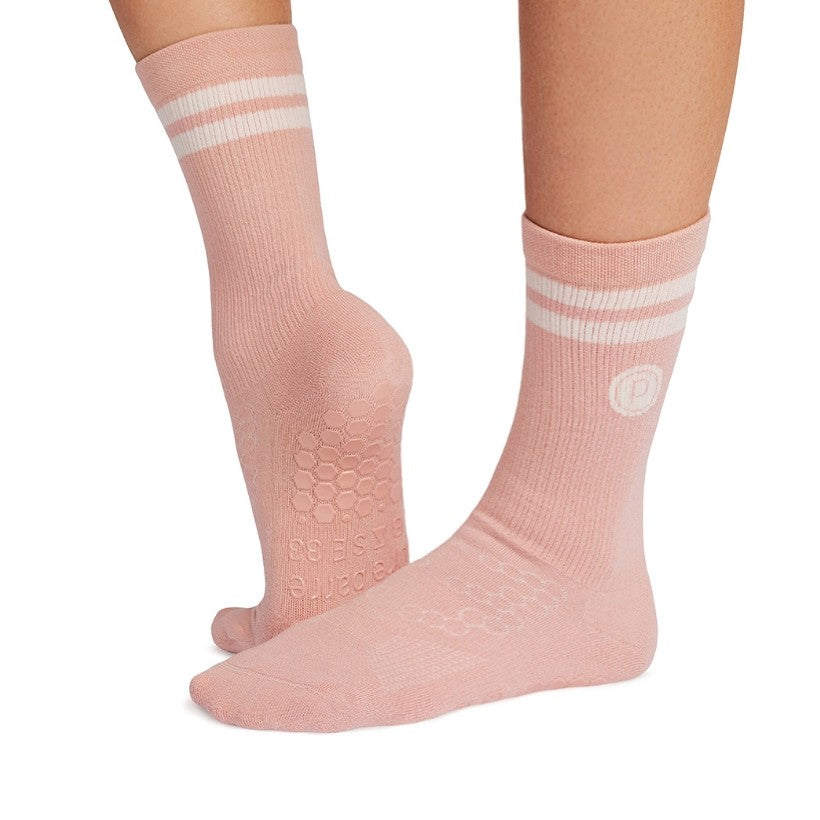 Pure Barre Light Pink Circle P Crew Sticky Socks