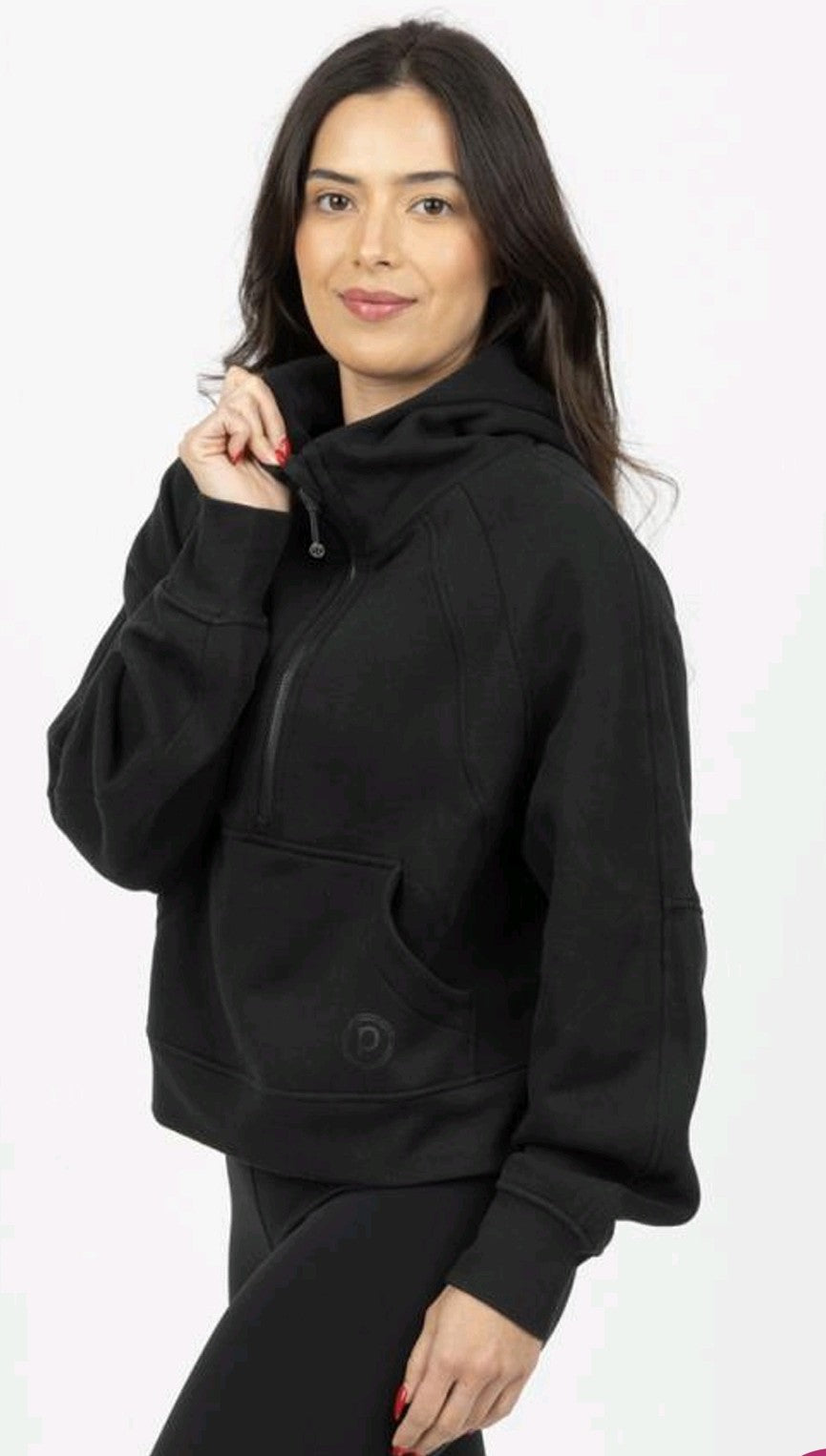 Lululemon Pure Barre Scuba Oversized Funnel Neck Half Zip- Black