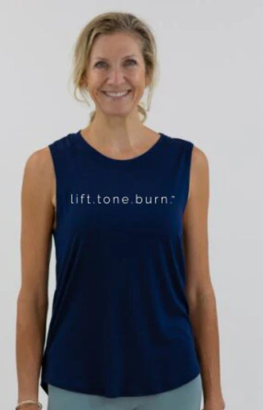 Pure Barre Lift Tone Burn Marilyn Tank- Navy