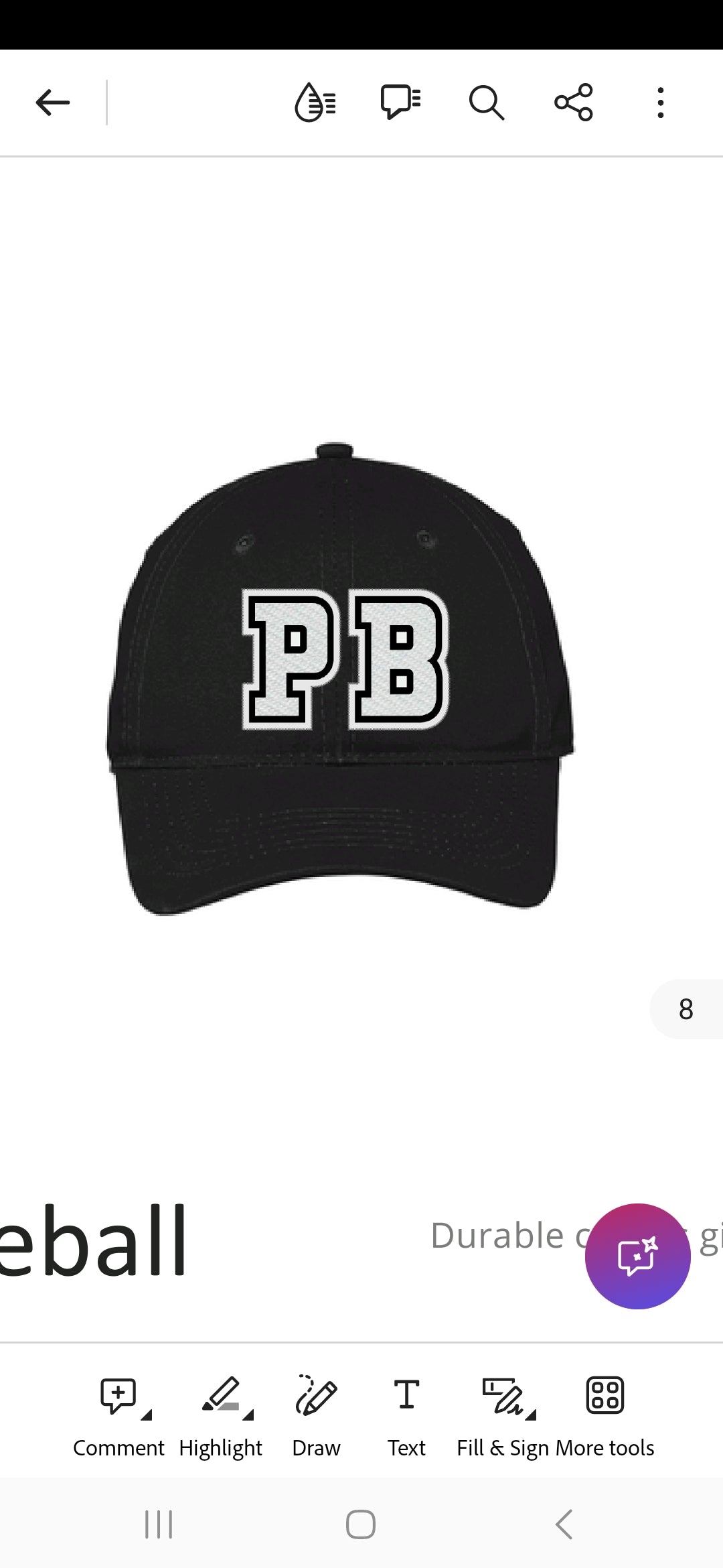 Pure Barre PB Baseball Cap - Black/White