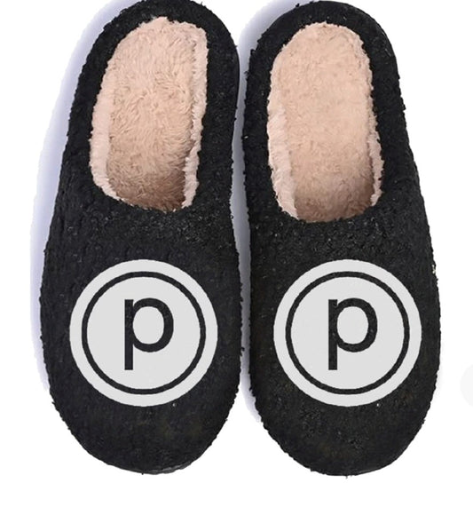 Pure Barre Circle P Sherpa Slippers- Black