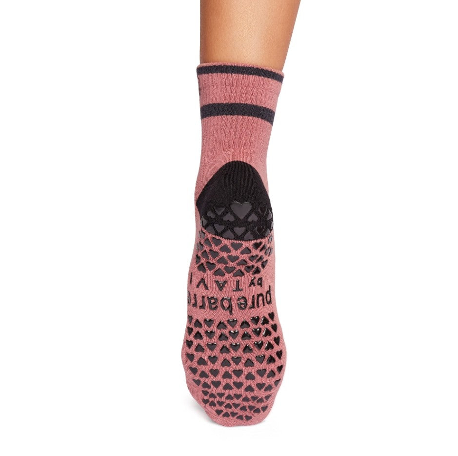 Pure Barre Mauve Heart Low Crew Sticky Socks