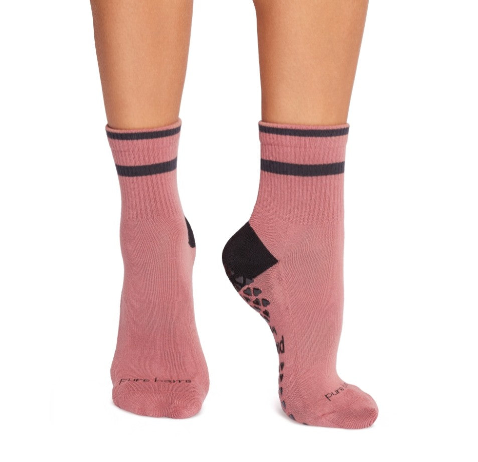 Pure Barre Mauve Heart Low Crew Sticky Socks