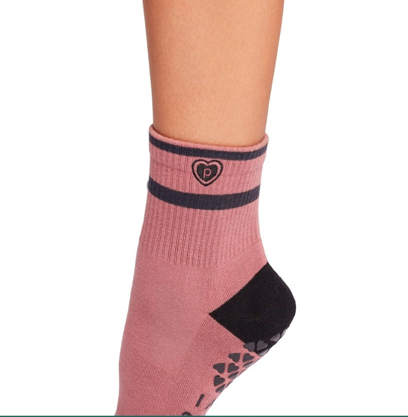 Pure Barre Mauve Heart Low Crew Sticky Socks