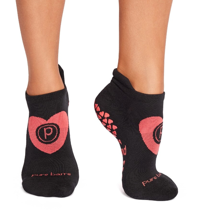 Pure Barre Big Heart Circle P Sticky Socks