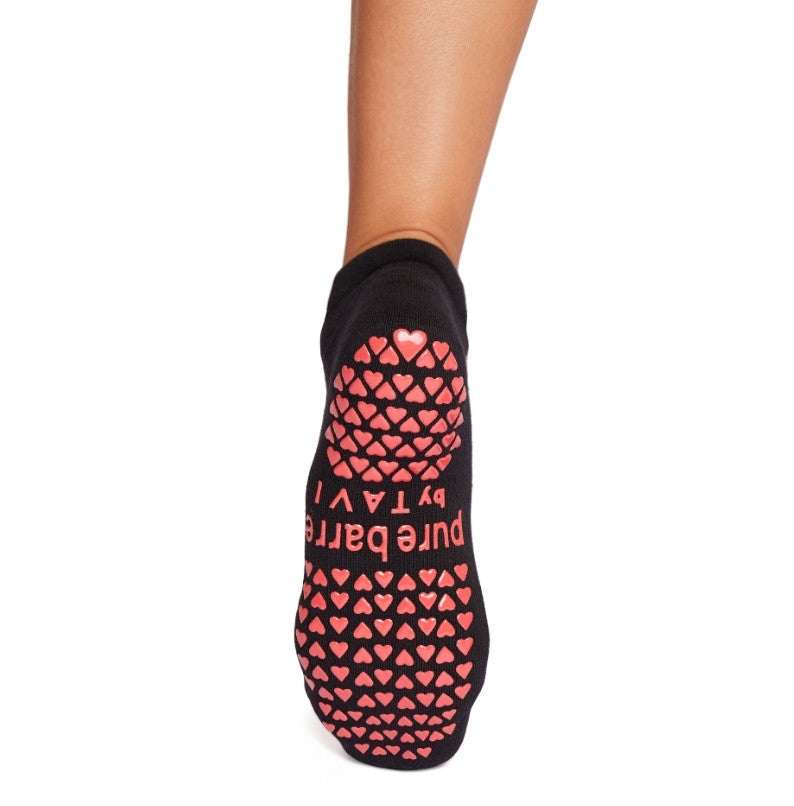 Pure Barre Big Heart Circle P Sticky Socks