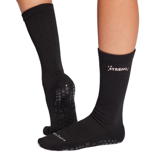 Pure Barre Black Thick Kai Strong Crew Sticky Socks