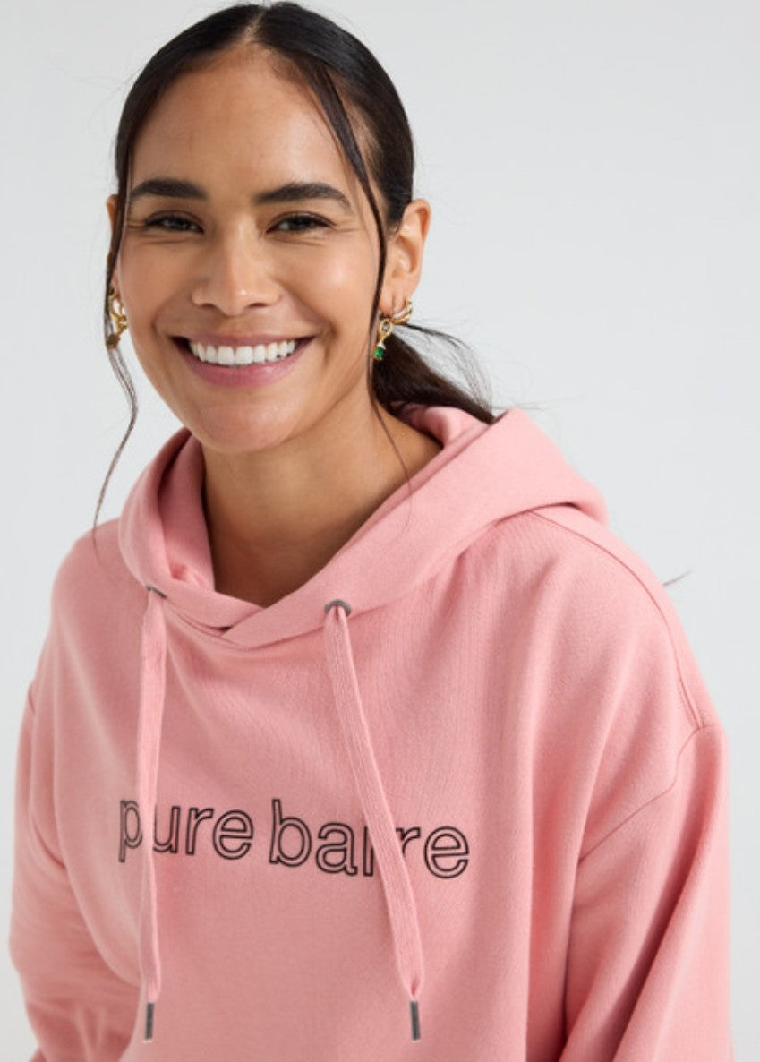 Pure Barre Outline Fleece Hoodie- Salmon