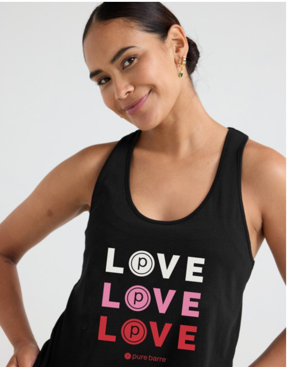 Pure Barre Triple LOVE Racerback Tank- Black