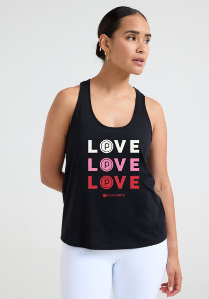 Pure Barre Triple LOVE Racerback Tank- Black