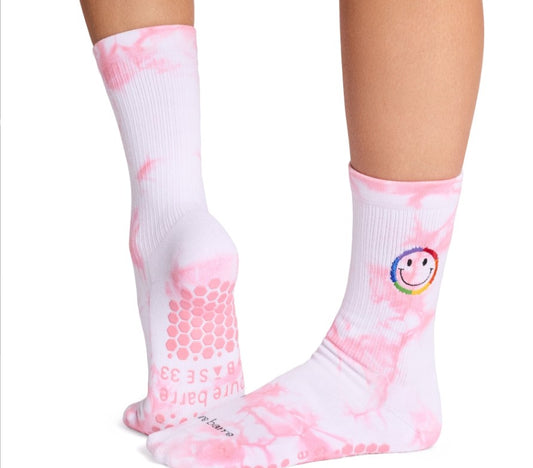 Pure Barre Rainbow Smiles Crew Sticky Socks
