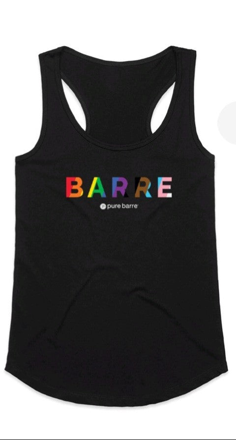 Pure Barre Rainbow BARRE Racerback Tank- Black