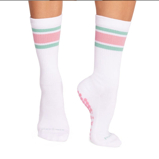 Pure Barre Kai Minty Pink Crew Sticky Socks