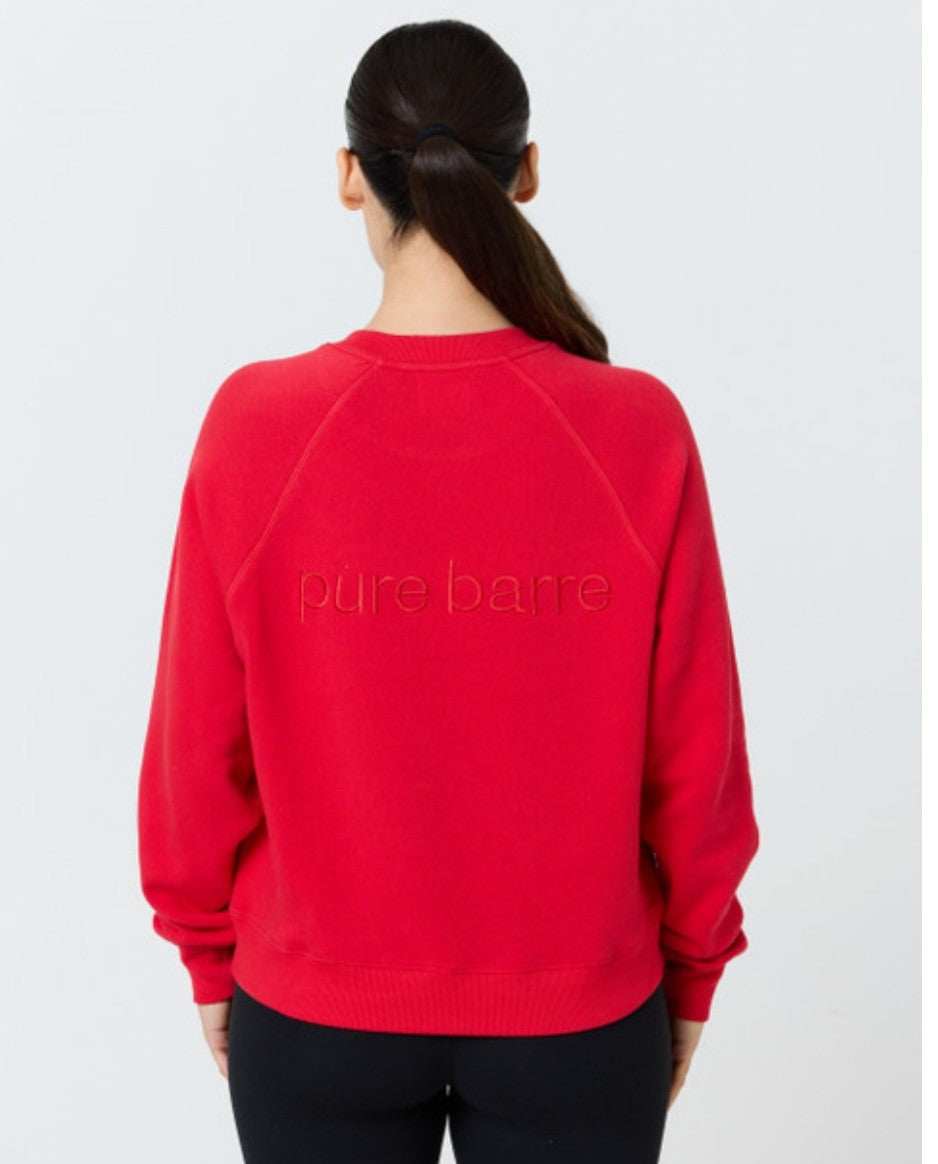 Pure Barre Cozy Crewneck Sweatshirt- Red