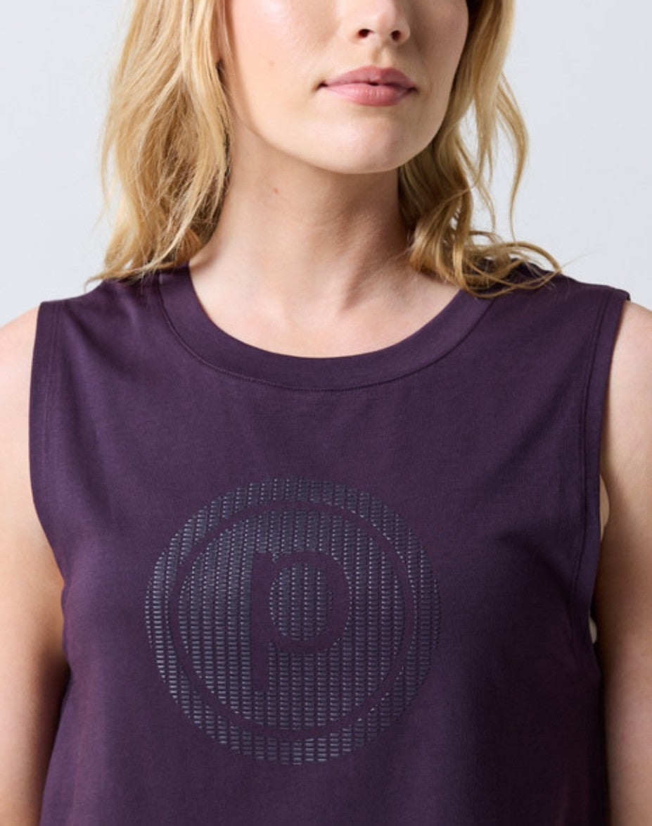 Pure Barre Textured Circle High Low Tank- Purple