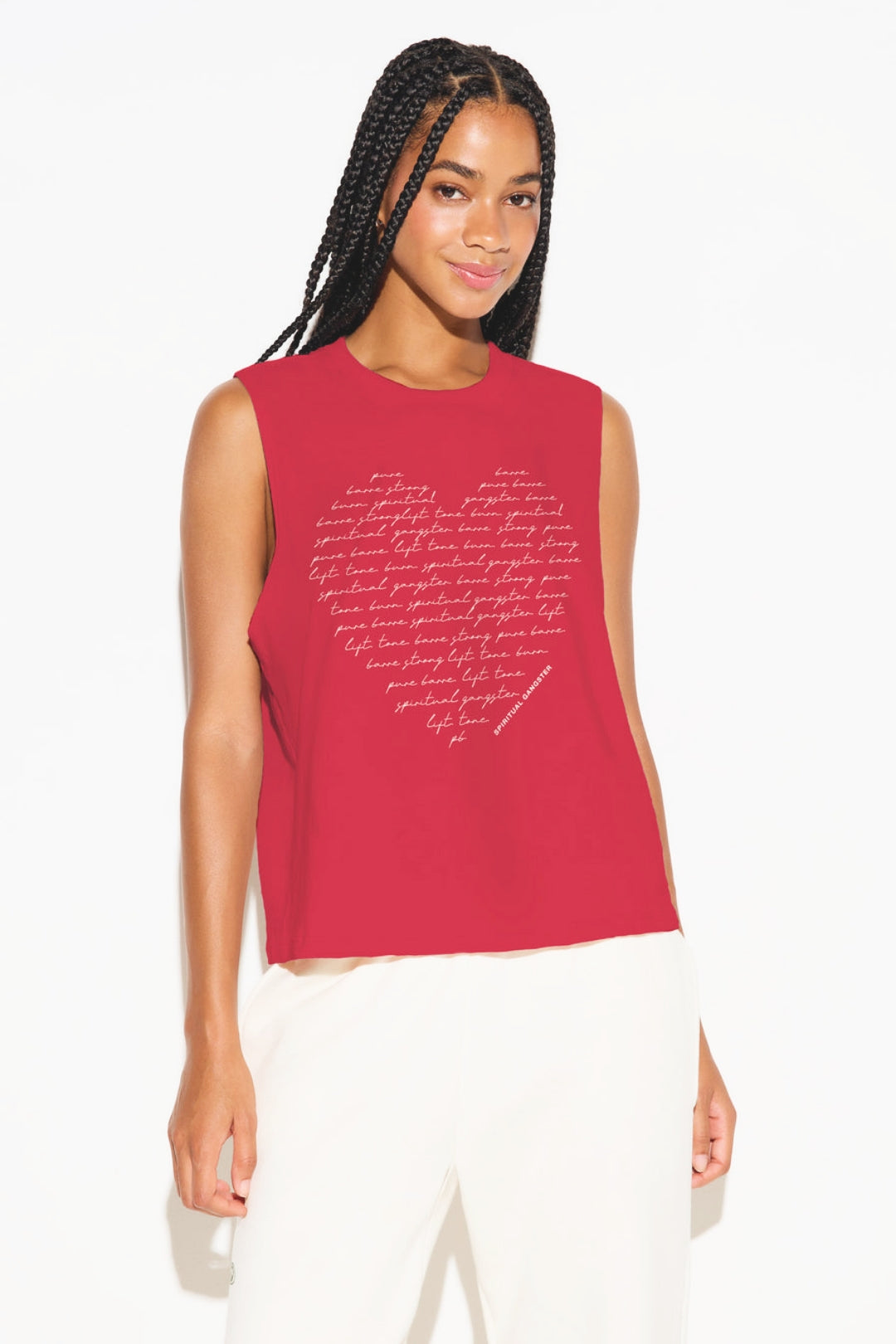 Spiritual Gangster Pure Barre Love Note Vibe Tank- Red
