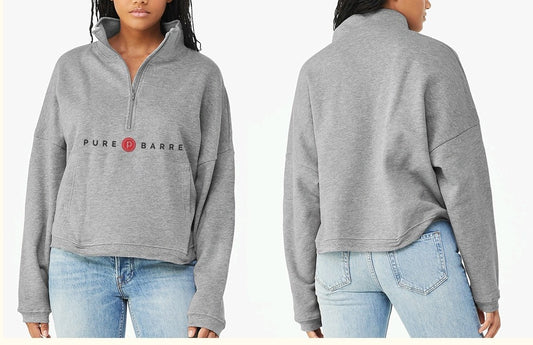 LAST ONE! Pure Barre Embroidered Half Zip Pullover- Gray