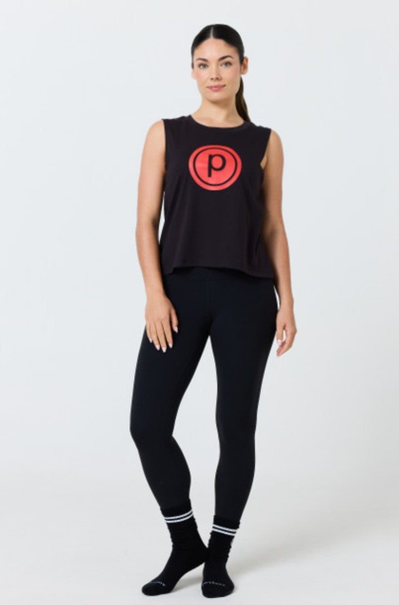 Pure Barre Cicle P High Low Tank- Black/Red