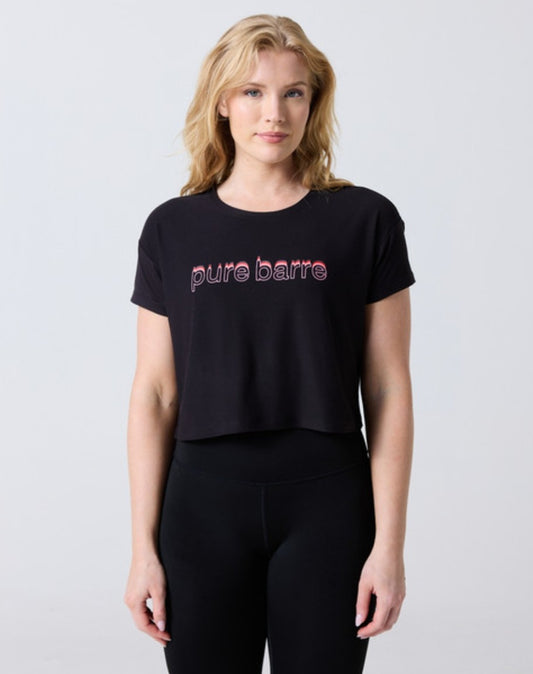 Pure Barre Cropped Tee-Black