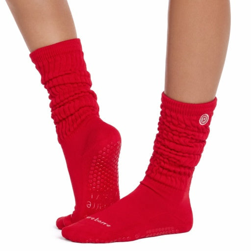 Pure Barre Red Circle P Stacy Crew Sticky Socks