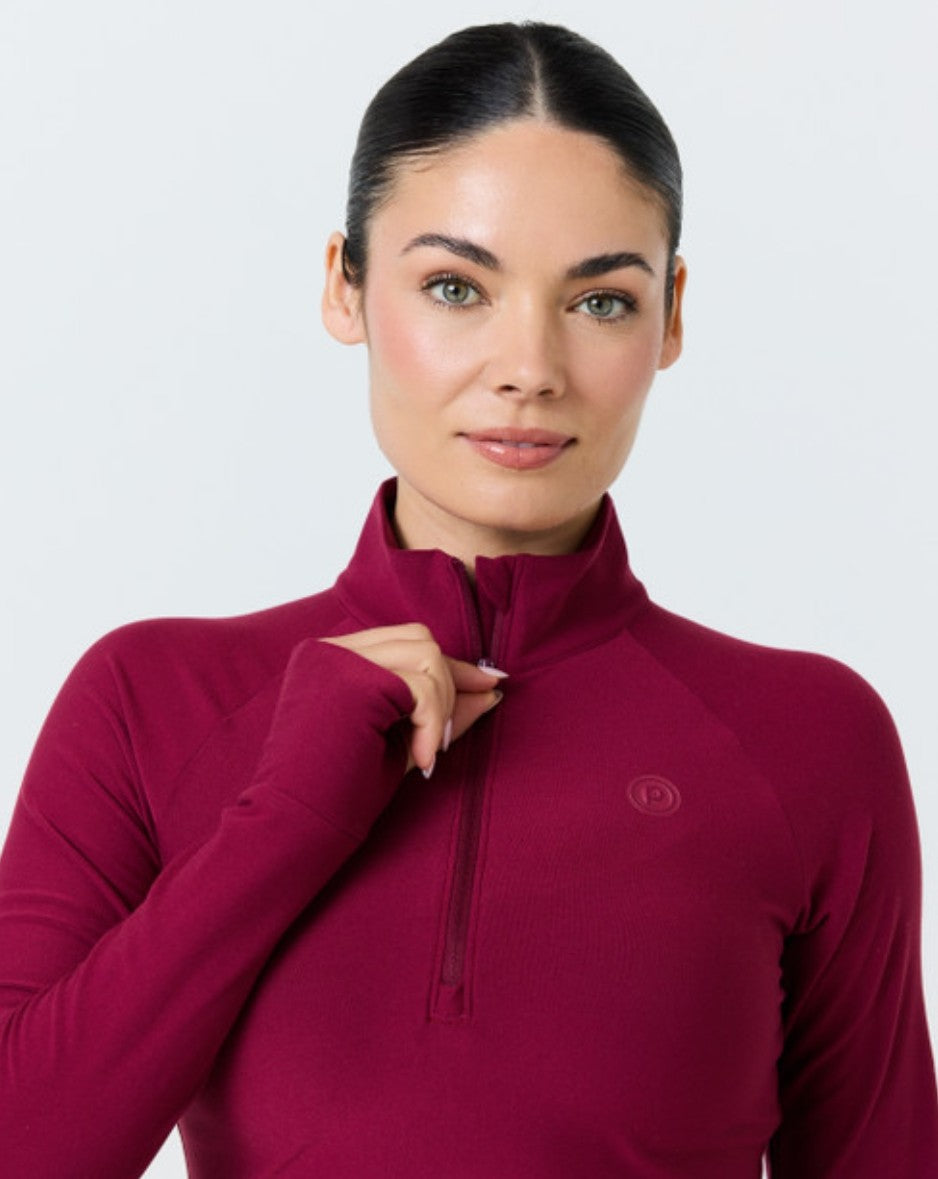 Pure Barre Performance Half Zip- Bordeaux