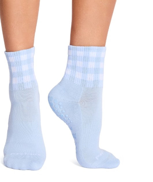 Pure Barre Aria Light Blue Picnic Sticky Socks