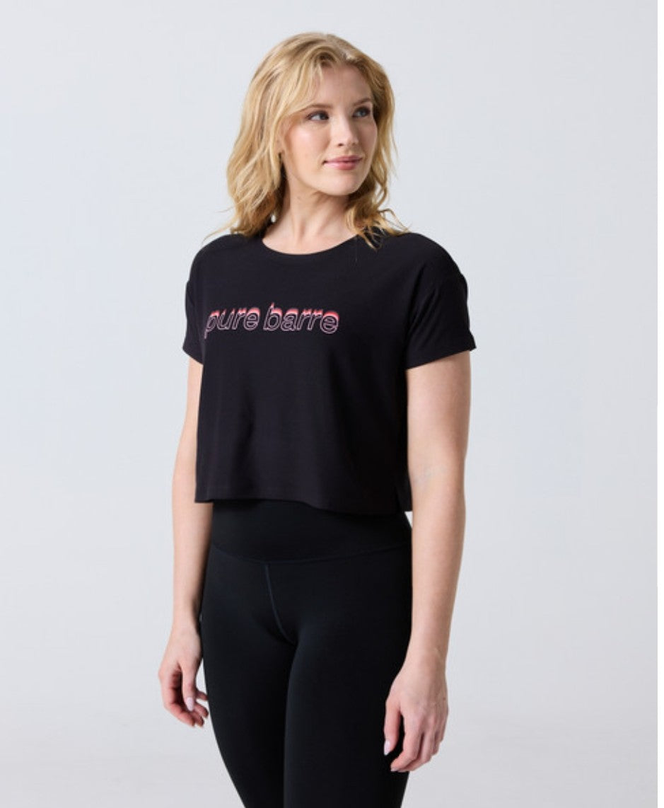Pure Barre Cropped Tee-Black