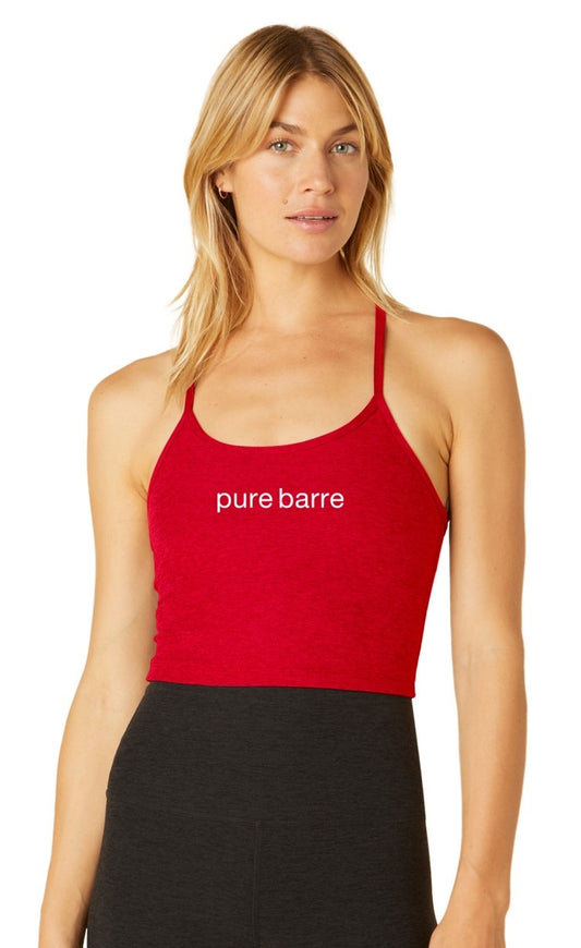Pure Barre Beyond Yoga Spacedye Racerback Cropped Tank- Candy Apple Red
