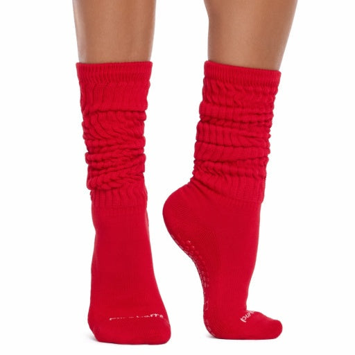 Pure Barre Red Circle P Stacy Crew Sticky Socks