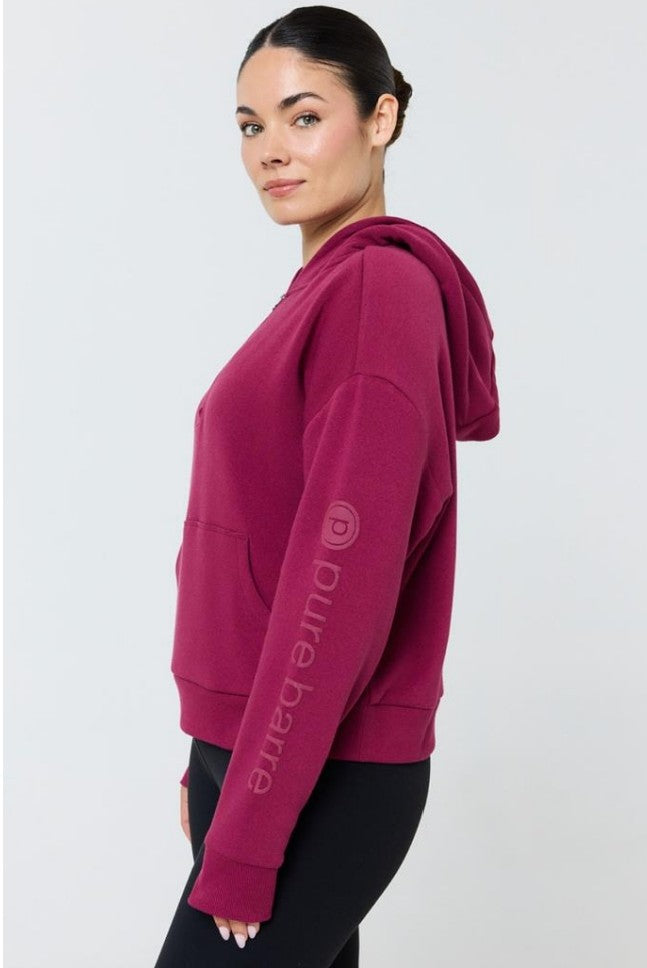 Pure Barre Half Zip Hoodie- Bordeaux